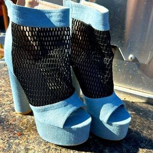 Denim Blue high heel ankle boots